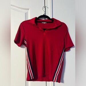 Red collared tshirt